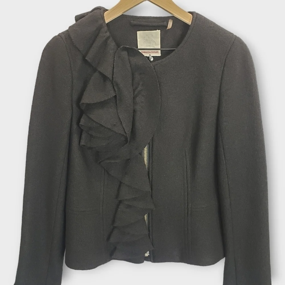 Rebecca Taylor Wool Ruffled Jacket - Picture 3 of 12